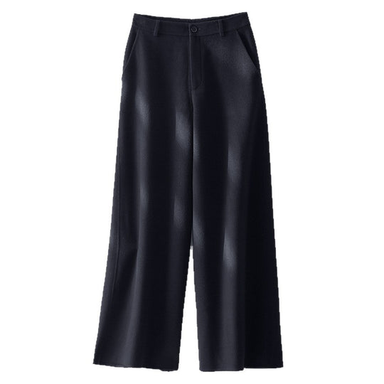 Damen Weite Wollhose mit hohem Bund und Taschen Shop Nory