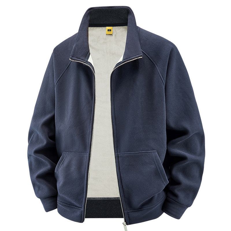 Herren Isolierte Plüschfutter-Sweatjacke mit Stehkragen und verdeckten Innentaschen Shop Nory