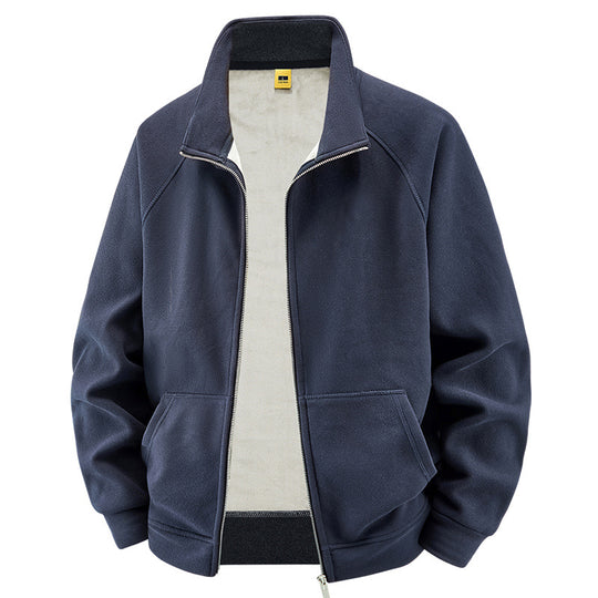 Herren Isolierte Plüschfutter-Sweatjacke mit Stehkragen und verdeckten Innentaschen Shop Nory