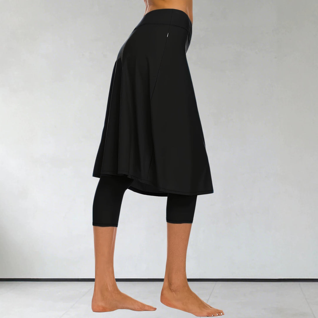 Damen Leggings mit integriertem Tellerrock und seitlicher Reißverschlusstasche Shopy Nory