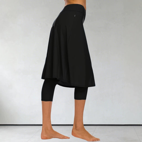 Damen Leggings mit integriertem Tellerrock und seitlicher Reißverschlusstasche Shopy Nory