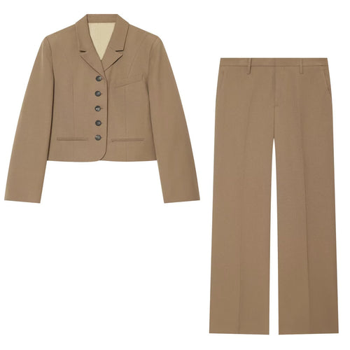 Damen Weite High‑Waist Stoffhose mit Bügelfalte und Gürtelschlaufen Shop Nory