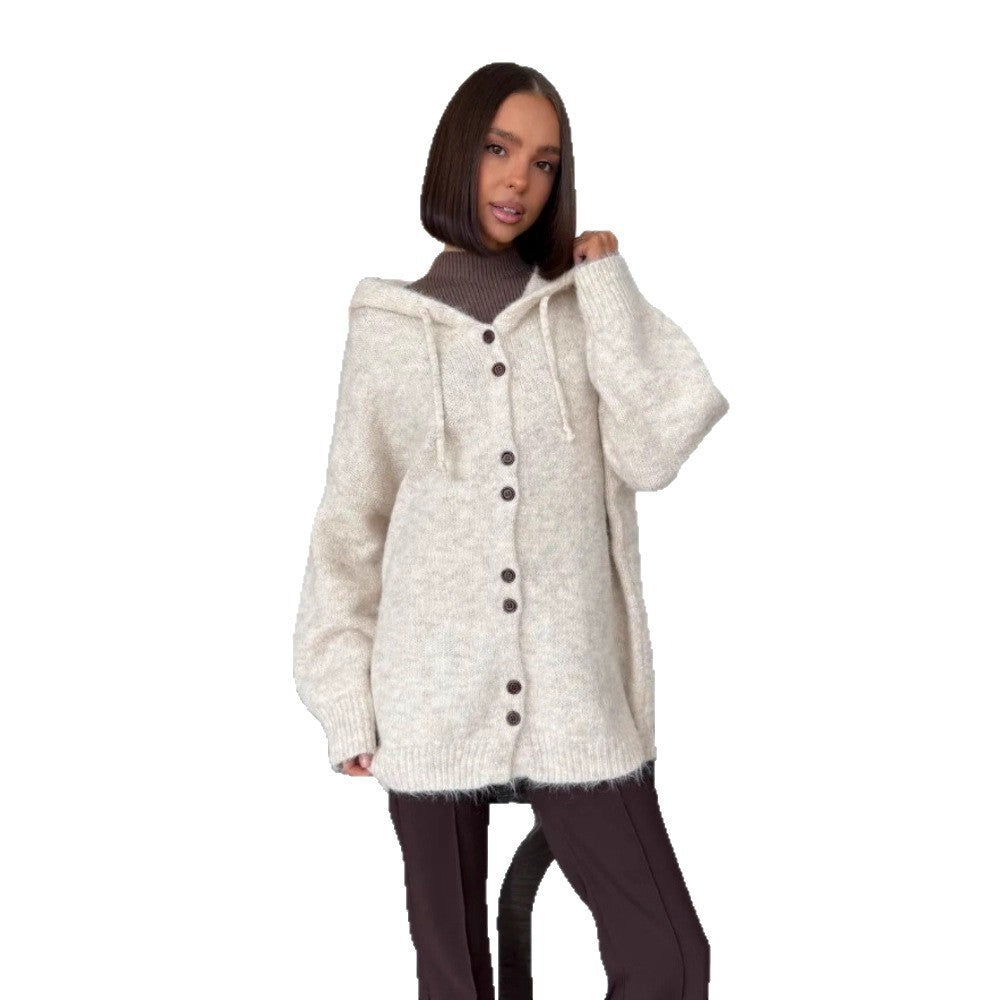 Damen Modische Strickjacke mit Kapuze Shop Nory