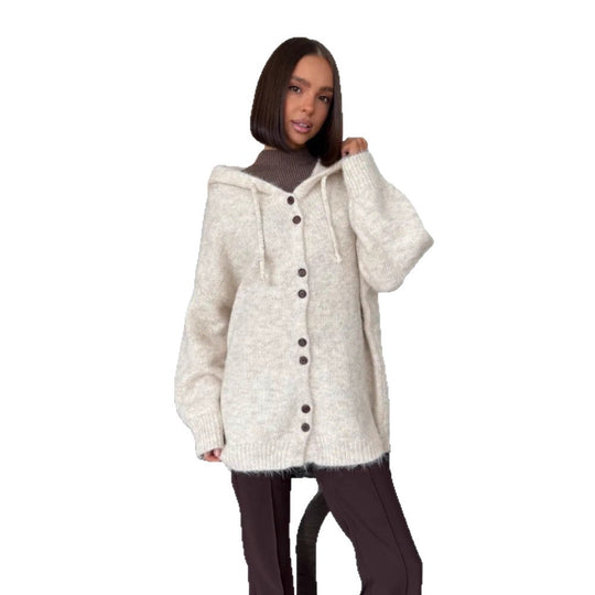 Damen Modische Strickjacke mit Kapuze Shop Nory