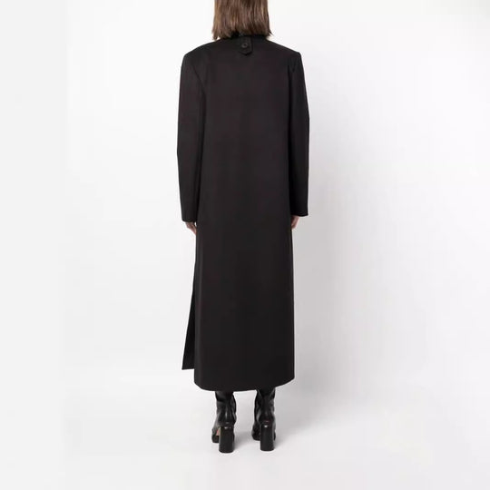 Damen Maxilanger Doppelreihiger Wollmix-Longcoat mit strukturierten Schultern und Pattentaschen Shop Nory