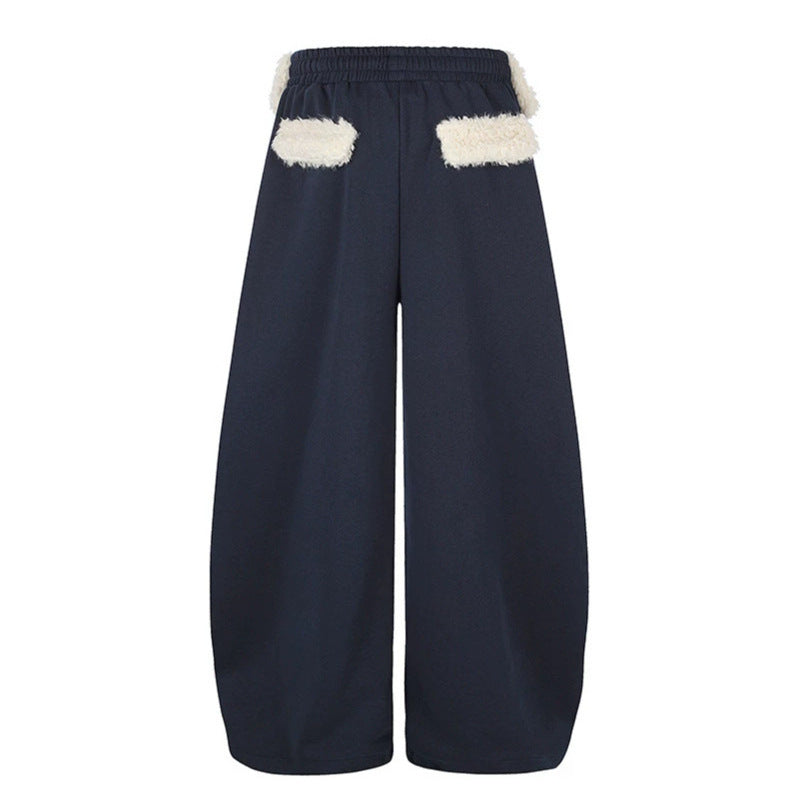 Damen Extraweite Palazzo-Jogginghose mit Teddybund, Kordelzug und Sternstickerei Shop Nory