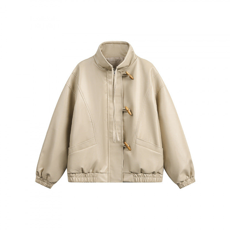 Unisex Kurz geschnittene Oversize-Jacke mit Knebelverschlüssen, hohem Stehkragen und elastischem Saum Shop Nory