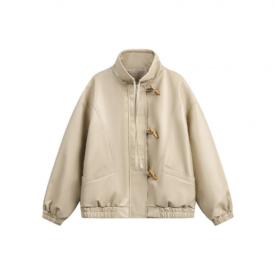 Unisex Kurz geschnittene Oversize-Jacke mit Knebelverschlüssen, hohem Stehkragen und elastischem Saum Shop Nory