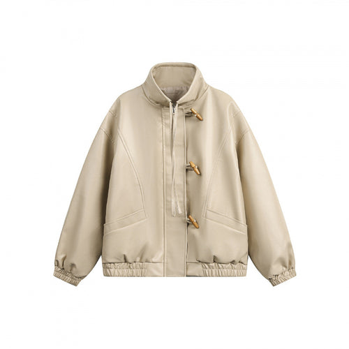 Unisex Kurz geschnittene Oversize-Jacke mit Knebelverschlüssen, hohem Stehkragen und elastischem Saum Shop Nory
