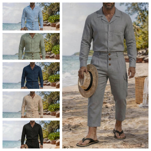 Herren langärmeliges Resorthemd mit Reverskragen und Brusttasche Shop Nory