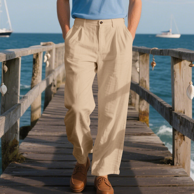 Herren elegante Freizeit-Hose mit weichem Stoff und weitem Schnitt