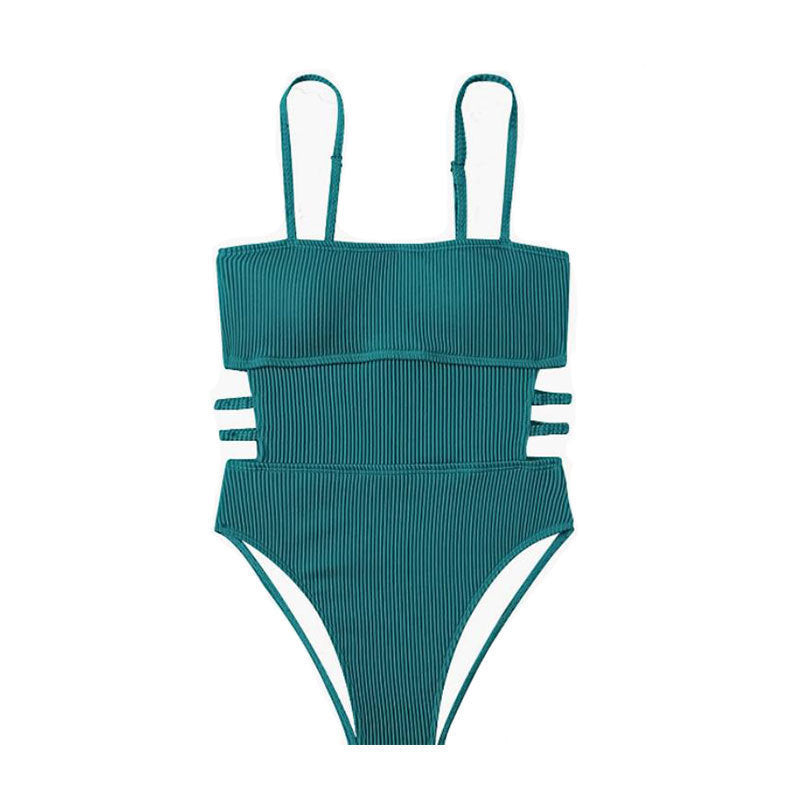 Damen Einteiler Badeanzug mit elegantem Rippendesign und figurschmeichelnder Silhouette