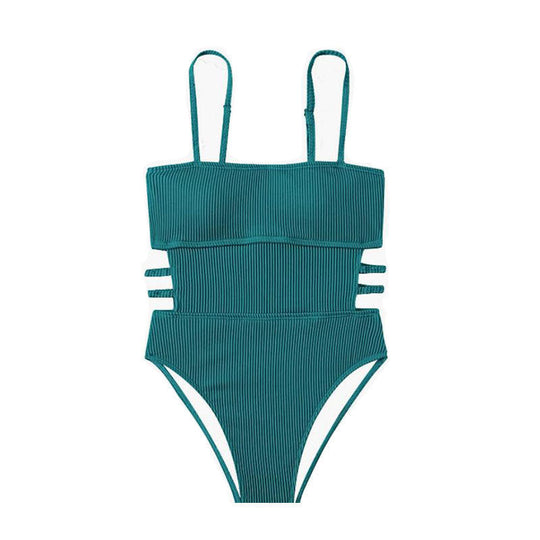 Damen Einteiler Badeanzug mit elegantem Rippendesign und figurschmeichelnder Silhouette