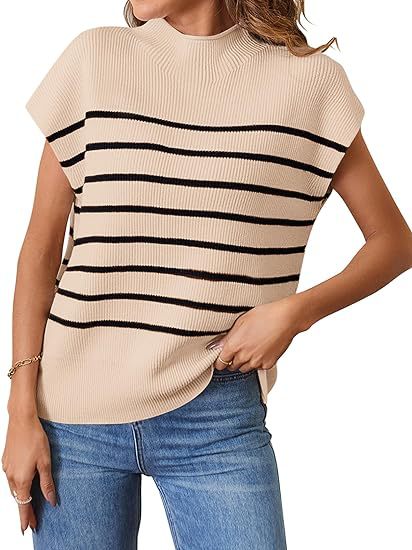 Damen lässiges gestreiftes Strickoberteil im modernen Schnitt