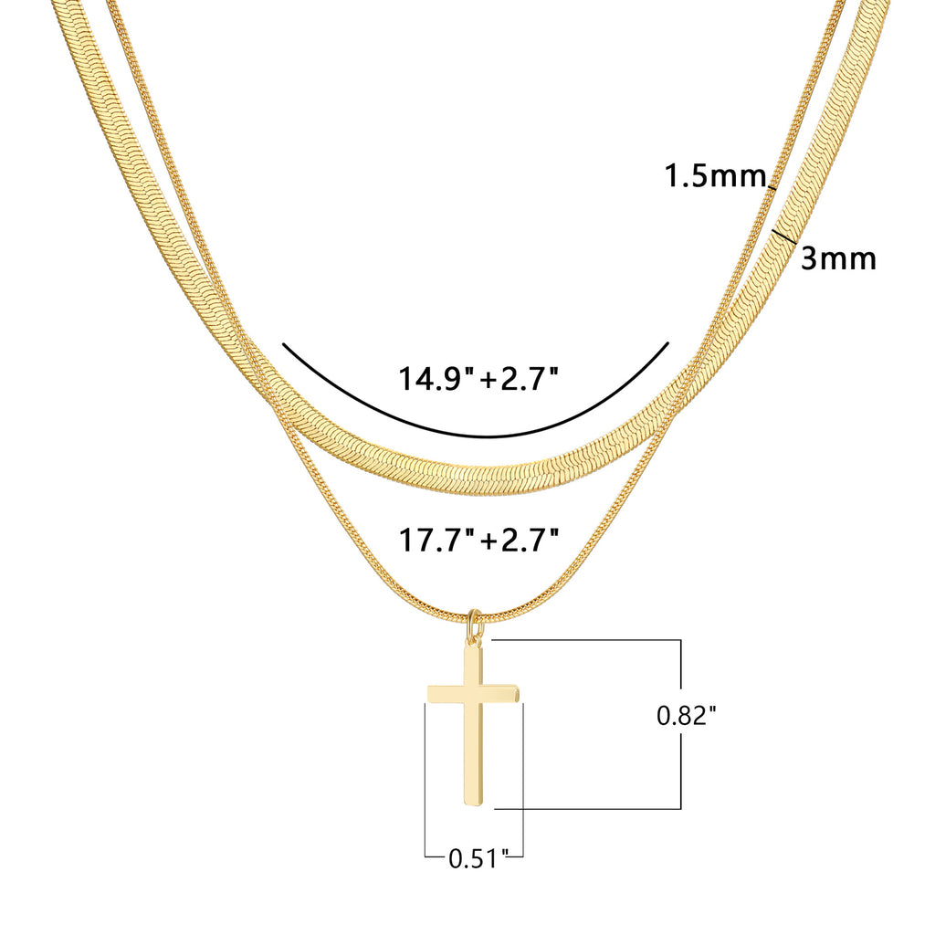 Damen Halskette mit dreilagigem Kreuzanhänger und eleganter Gliederkette Shop Nory