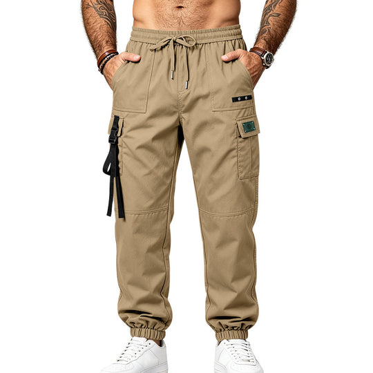 Herren Utility-Cargohose im Jogger-Stil mit elastischem Bund, Mehrfachtaschen und Beinriemen Shop Nory