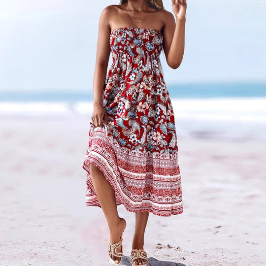 Damen Sommerlicher Maxirock mit floralen Mustern und voluminösem Saum Shopnory