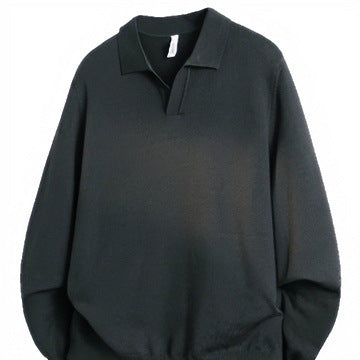 Unisex Oversized Polokragen-Feinstrickpullover mit weitem Schnitt Shop Nory