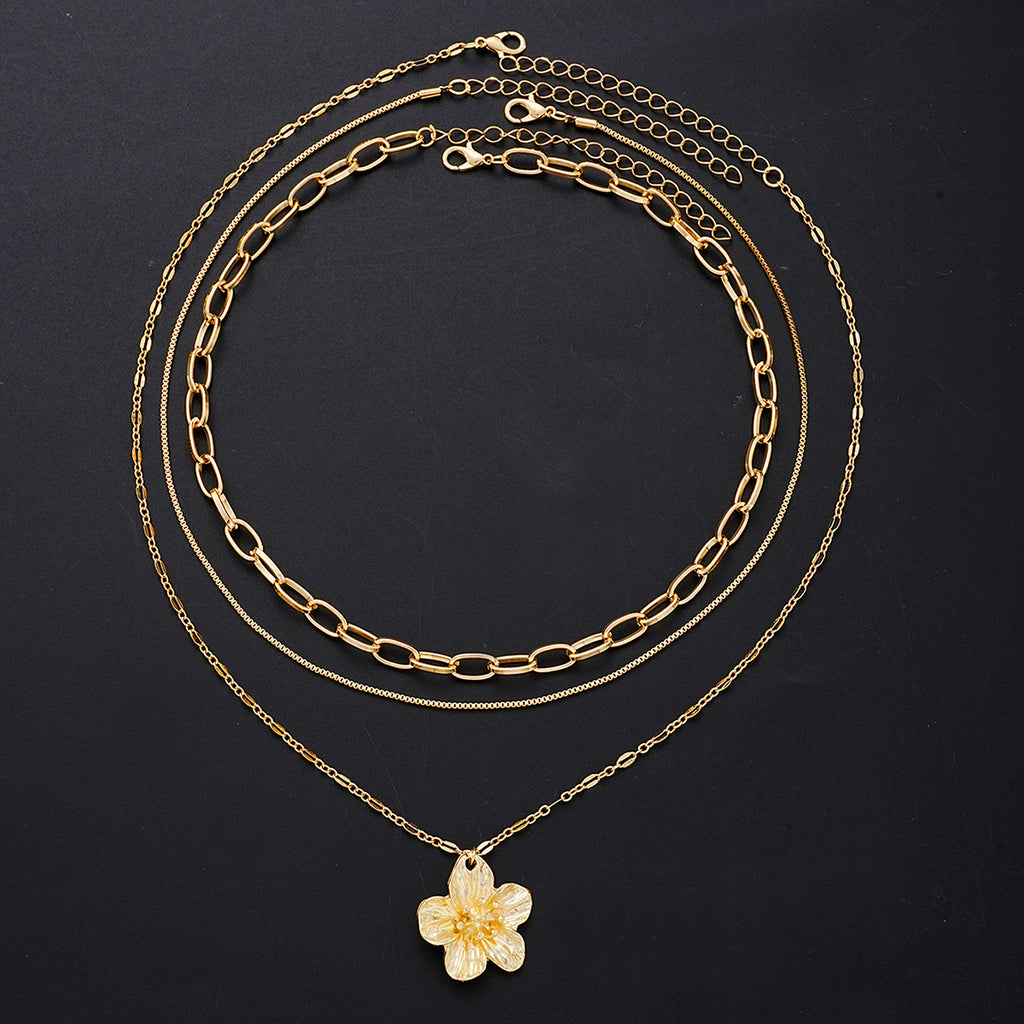 Damen mehrlagige Halskette mit floralen Anhängern Shop Nory