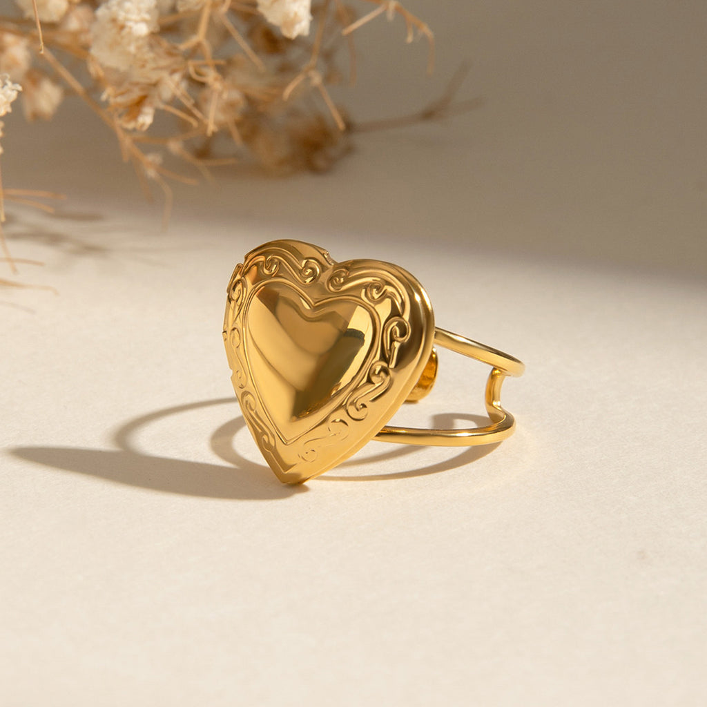 Damen Herzförmiger Ring aus hypoallergenem Edelstahl mit elegantem Design Shop Nory