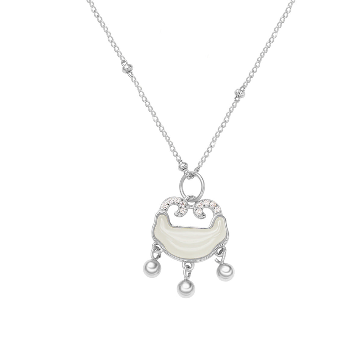 Damen Halskette mit kunstvollem Anhänger und eleganten Zirkonia-Details Shop Nory