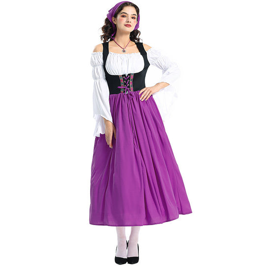 Damen nan Renaissance-Bauernkleid mit geschnürtem Mieder, schulterfreiem Carmen-Oberteil und weitem Rock Shop Nory