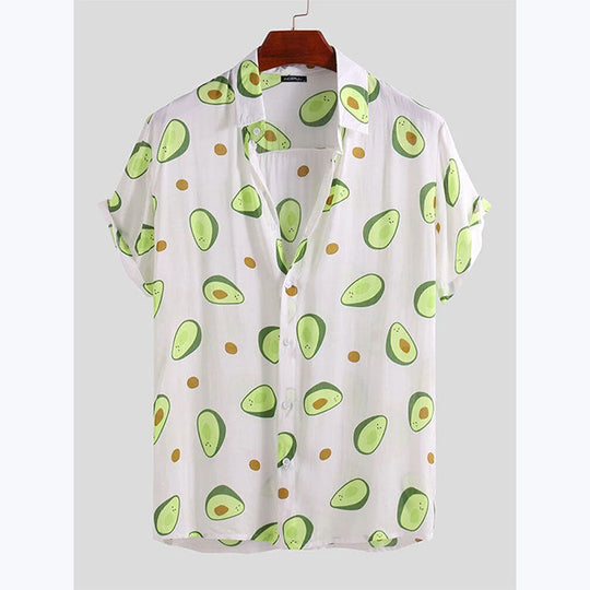 Herren Kurzarmhemd mit frischem Avocado-Muster