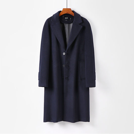 Herren Maxilanger Wollmantel mit cleanem Schnitt, schmalem Revers und innenliegendem Futter Shop Nory