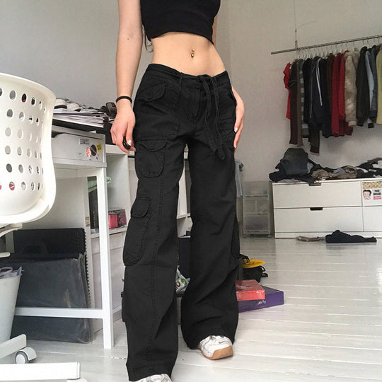 Damen Cargo-Hose mit seitlichen Taschen und verstellbarem Bund