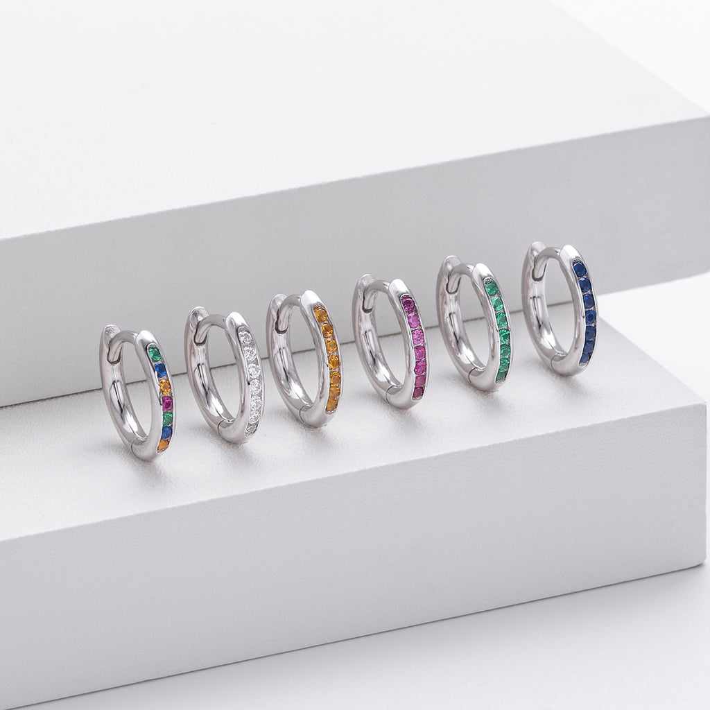 Damen Creolenohrringe mit funkelndem Zirkonbesatz aus hochwertigem 925 Sterling Silber Shop Nory