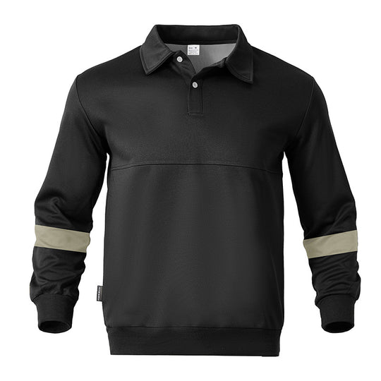 Herren Relaxed Polo-Sweatshirt mit Druckknopf-Blende und Kontrastarmdetails Shop Nory