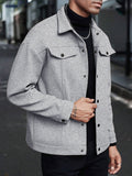 Herren nan Hemdjacke aus Wollmischung mit Druckknöpfen und Pattentaschen Shopnory