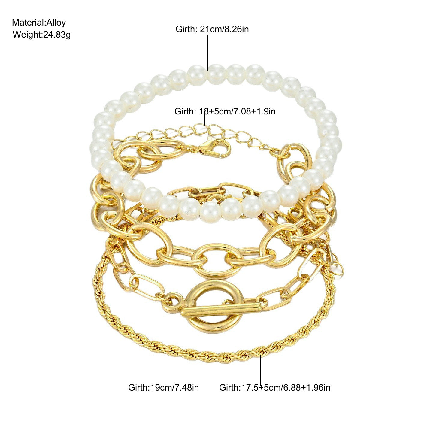 Damen Armreif-Set mit elegantem Gold- und Perlendesign Shop Nory