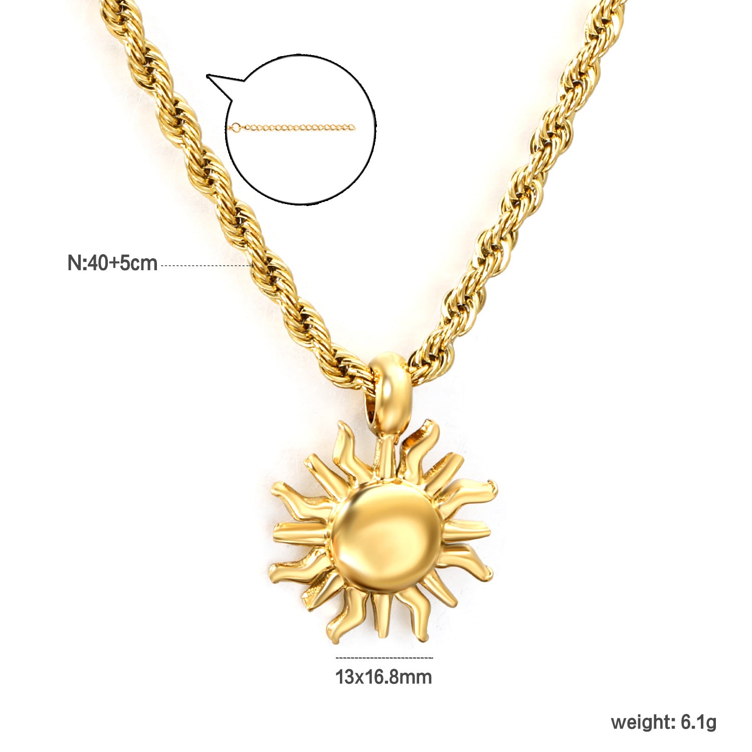 Damen Halskette mit kunstvollem Sonnensymbol-Ahnen und verstellbarem Kettendesign Shop Nory