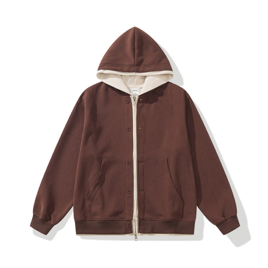 Unisex Boxy-Kapuzenzipjacke aus French-Terry Shop Nory