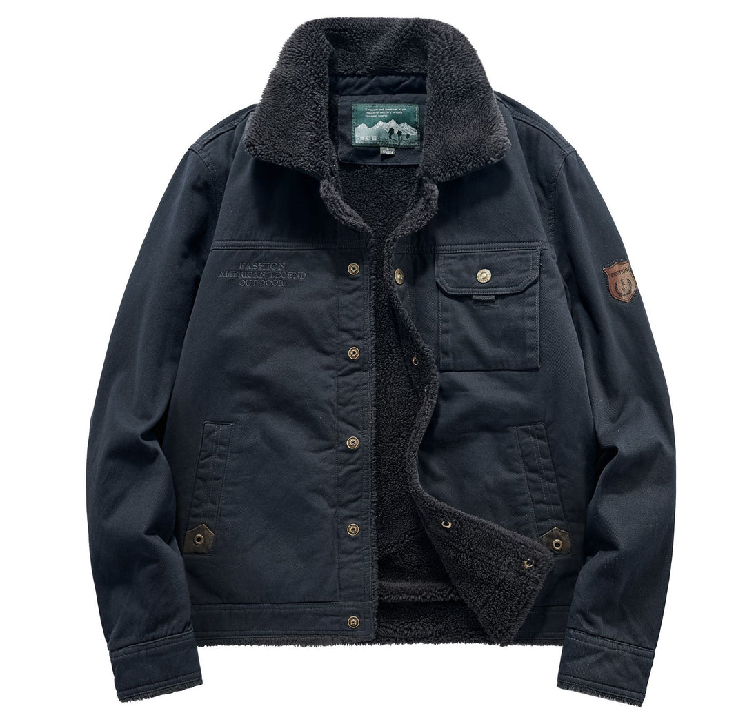 Herren Canvas-Fieldblouson mit Sherpa‑Fütterung, wärmender Teddyinnenlage und Utility-Brusttaschen Shop Nory