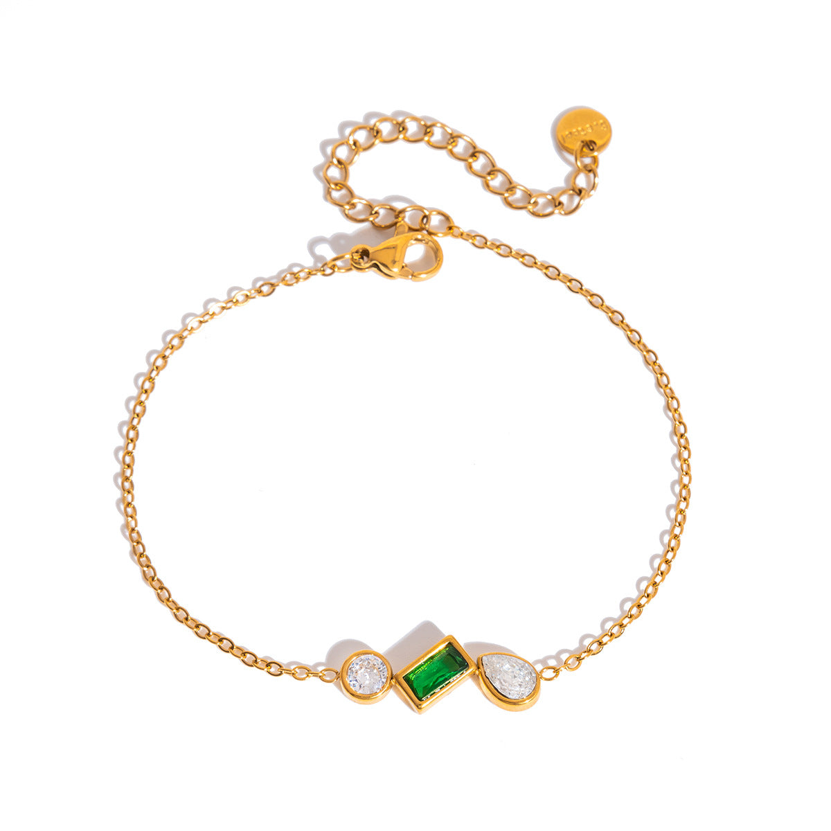 Damen Armband mit grünem Edelstein und Zirkonia-Akzenten Shop Nory