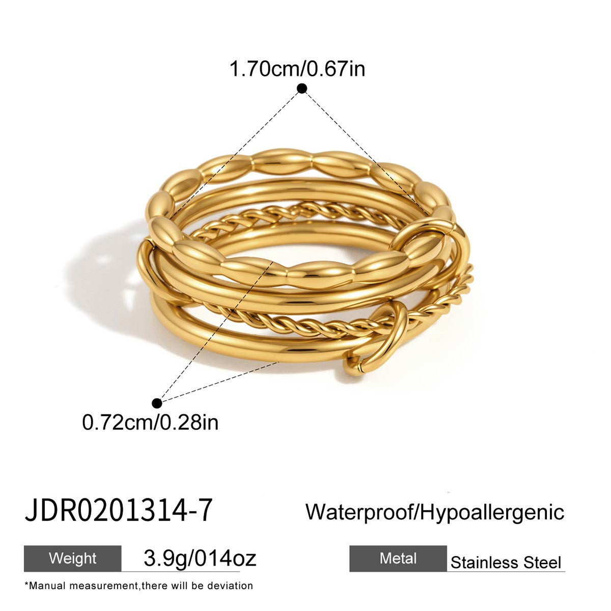 Damen Eleganter und hypoallergen Ring mit geflochtenem Design Shop Nory