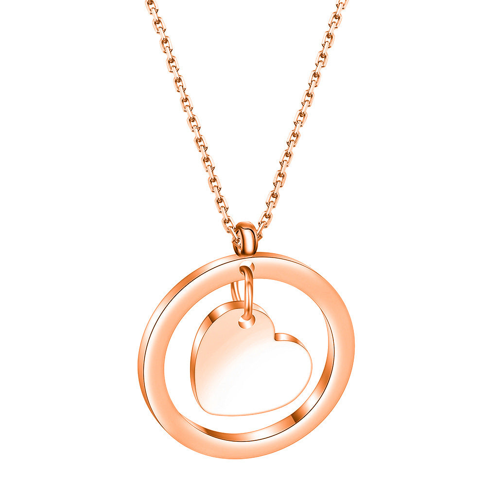 Damen Halskette mit doppeltem, herzförmigem Anhänger und eleganter Kettenstruktur Shop Nory