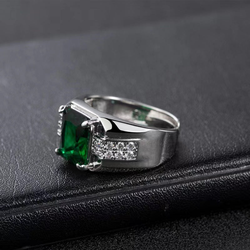 Große smaragdschliff Edelstein Statement Ring mit Pavé-besetztem Band