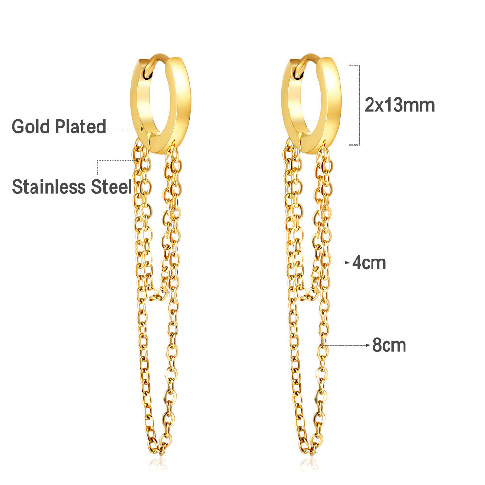 Damen Hängende Ohrstecker aus goldplattiertem Edelstahl mit elegantem Stabdesign Shop Nory