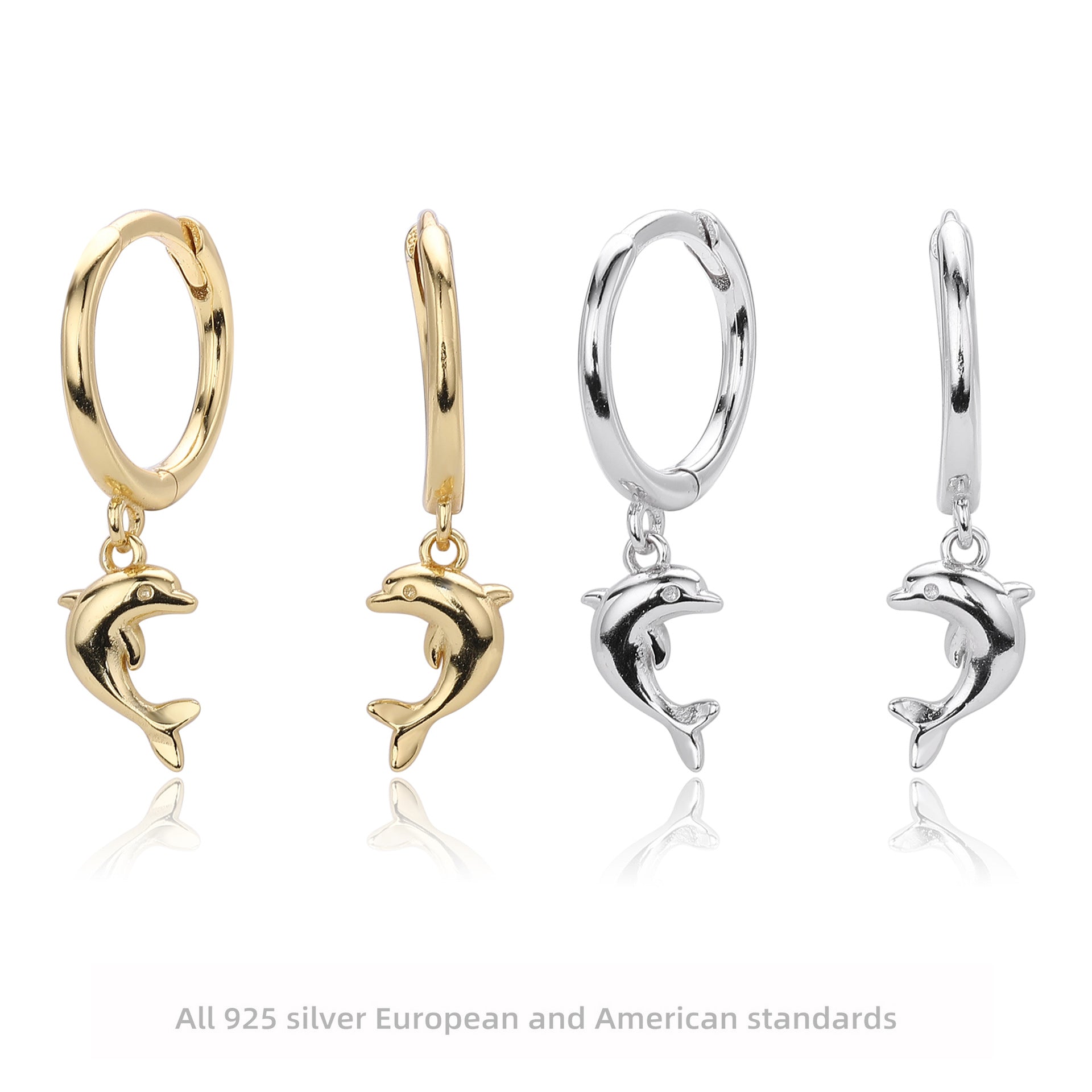 Damen Ohrhänger mit niedlichem Delfin-Anhänger aus hochwertigem 925 Sterling Silber Shop Nory