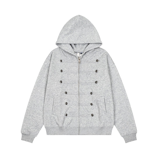 Damen Kapuzen-Sweatjacke mit dekorischer Doppelknopfleiste und Reißverschluss Shop Nory
