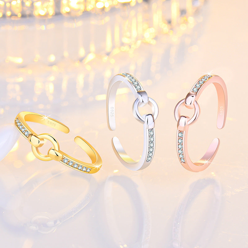 Damen Offener Ring mit funkelnden Zirkonia und eleganter Silberverarbeitung Shop Nory