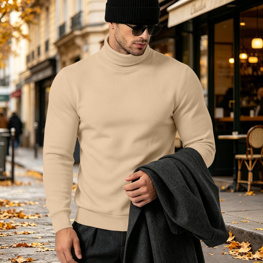 Herren Eleganter Baumwoll-Mix Rollkragenpullover Slim Fit Shop Nory
