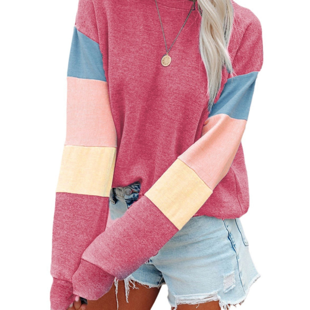 Damen Freizeitpullover mit buntem Ärmeldesign