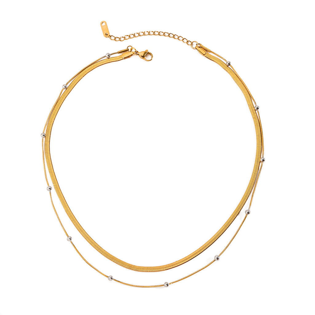 Damen elegante Halskette mit doppeltem Design und hypoallergener Edelstahlverarbeitung Shop Nory