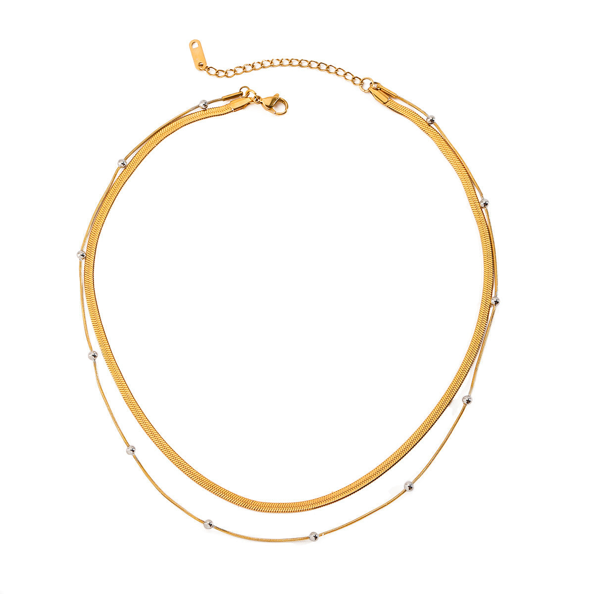 Damen elegante Halskette mit doppeltem Design und hypoallergener Edelstahlverarbeitung Shop Nory