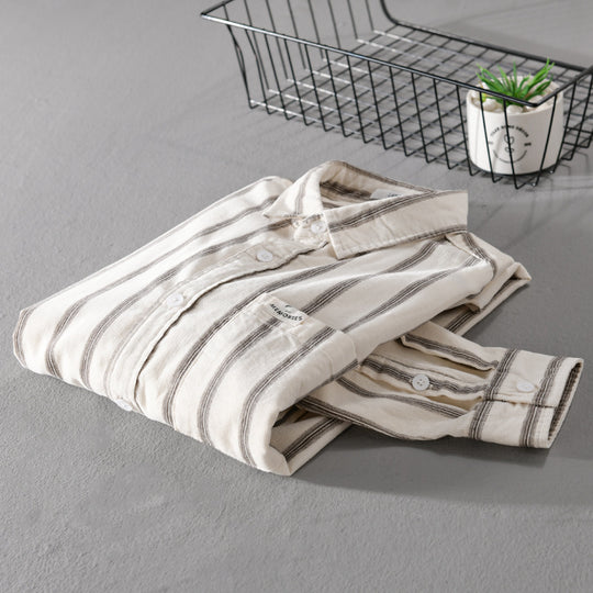 Herren Gestreiftes Oversize-Hemd aus Baumwollmix mit Brusttasche und Relaxed-Fit Shop Nory