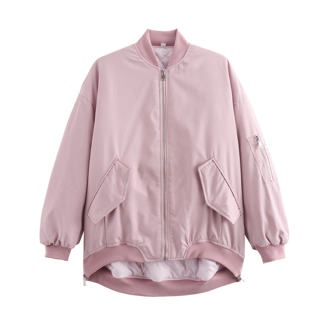 Damen lässige Bomberjacke mit elastischen Bündchen und praktischen Taschen Shopnory